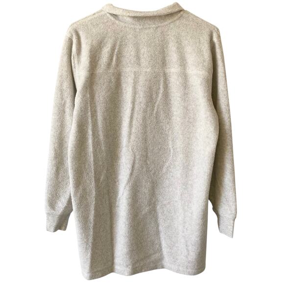 SOFT SURROUNDINGS Cuddle Pullover Top Light Gray Size Small Quarter Button - Picture 2 of 4